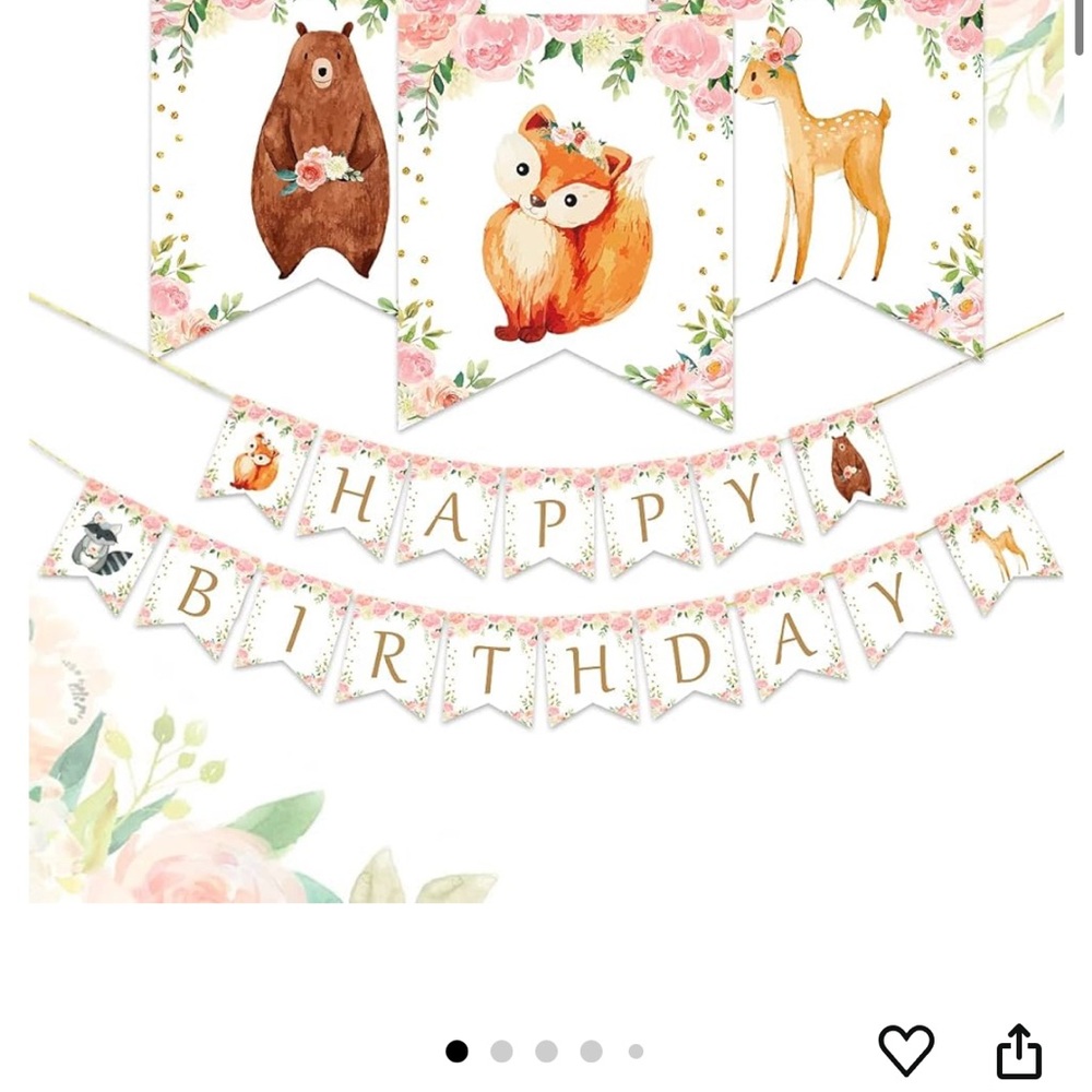 Woodland Animal Happy Birthday Banner